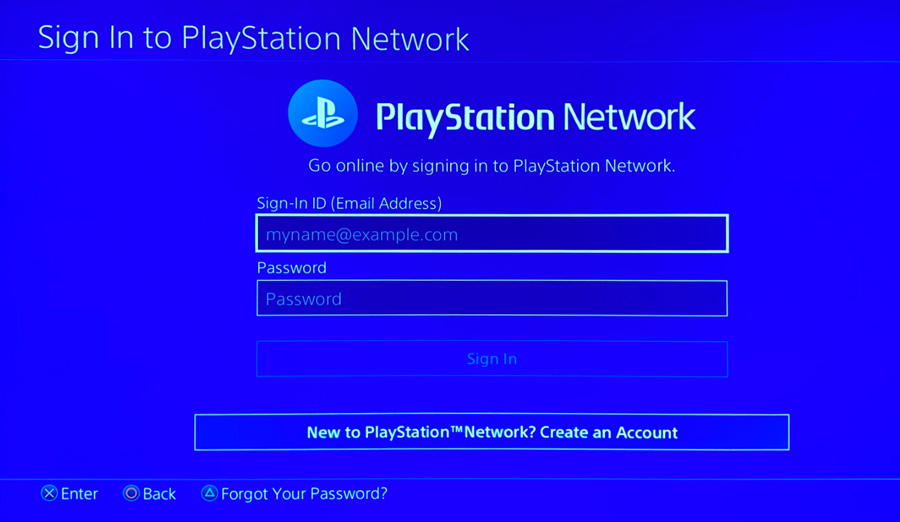 sign in to PSN network