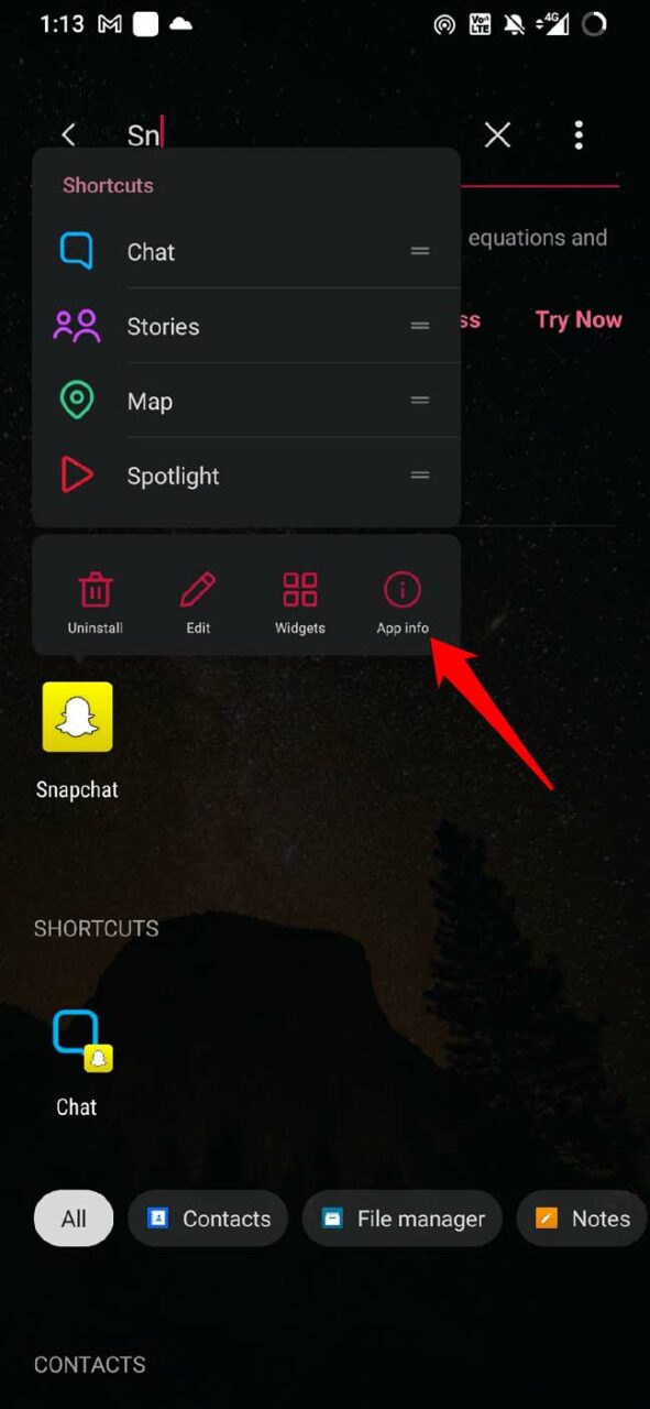 snapchat app info Android