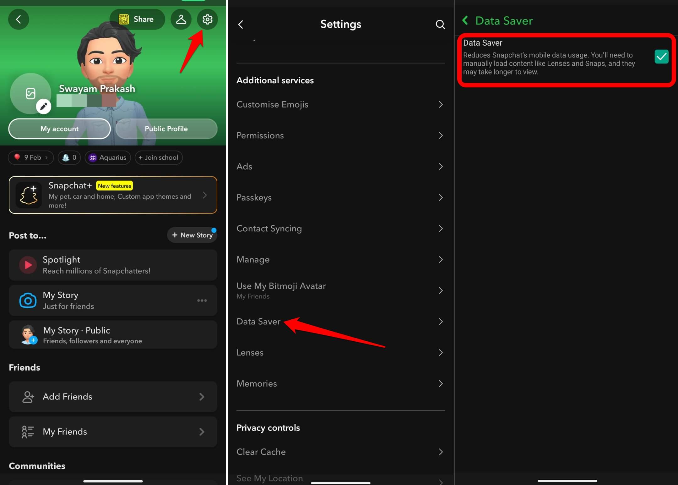 snapchat datasaver feature