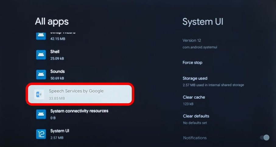 speech services by Google Android TV