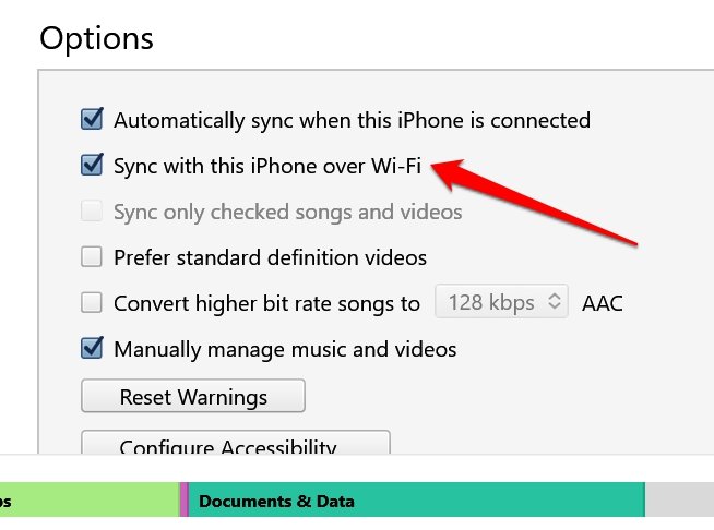 sync iPhone over WiFi