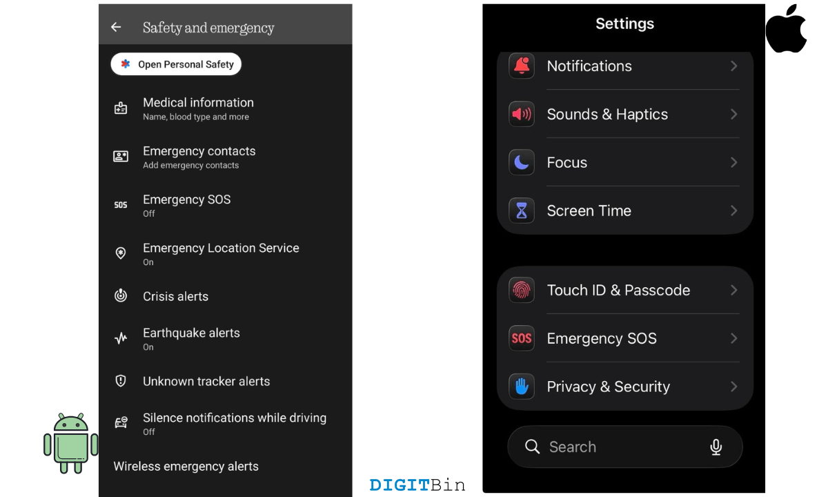system level controls in Android and iOS