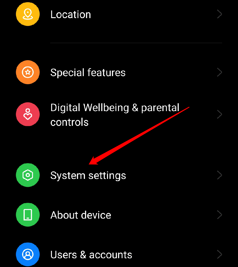 Scroll down and tap System Settings.