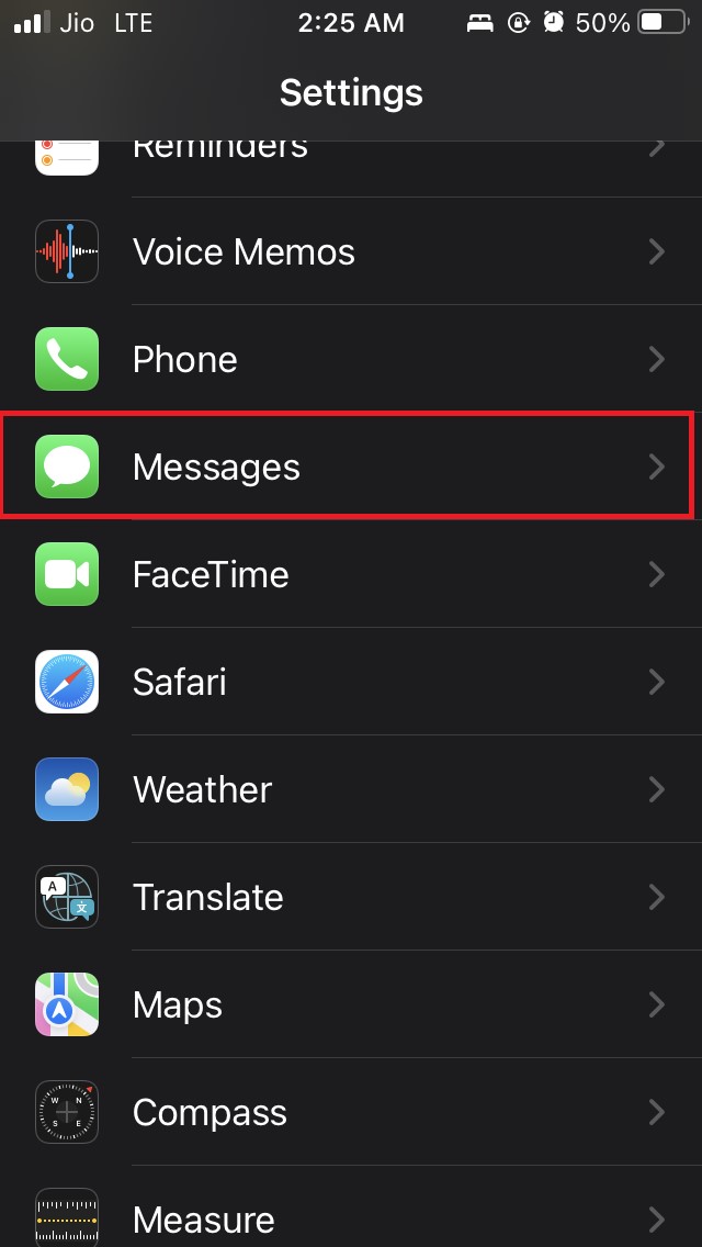 tap on Messages