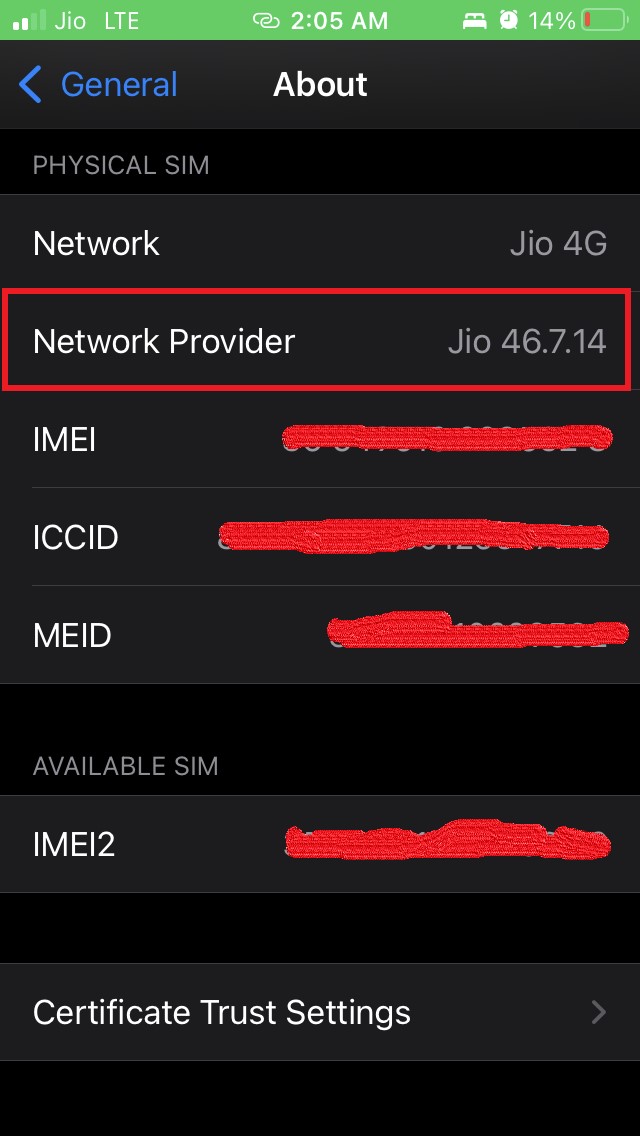tap on Network provider