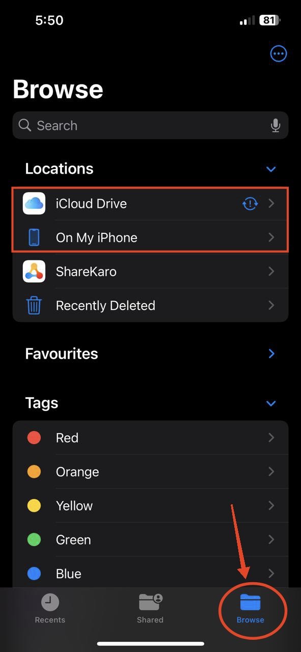tap on iCloud Drive or On My iPhone