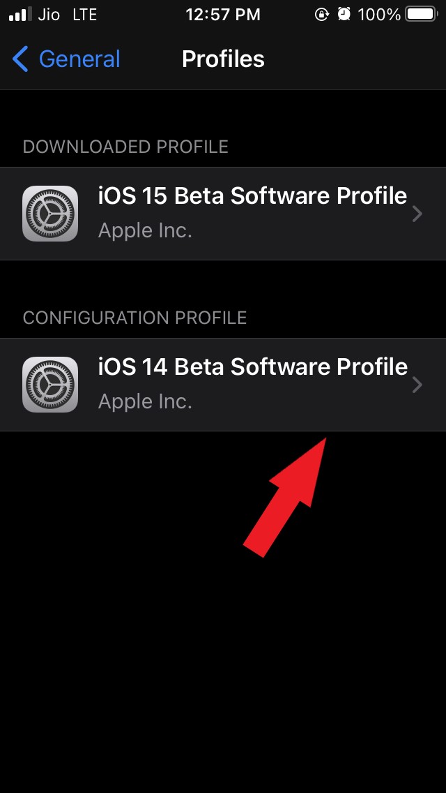 tap on iOS 14 profile