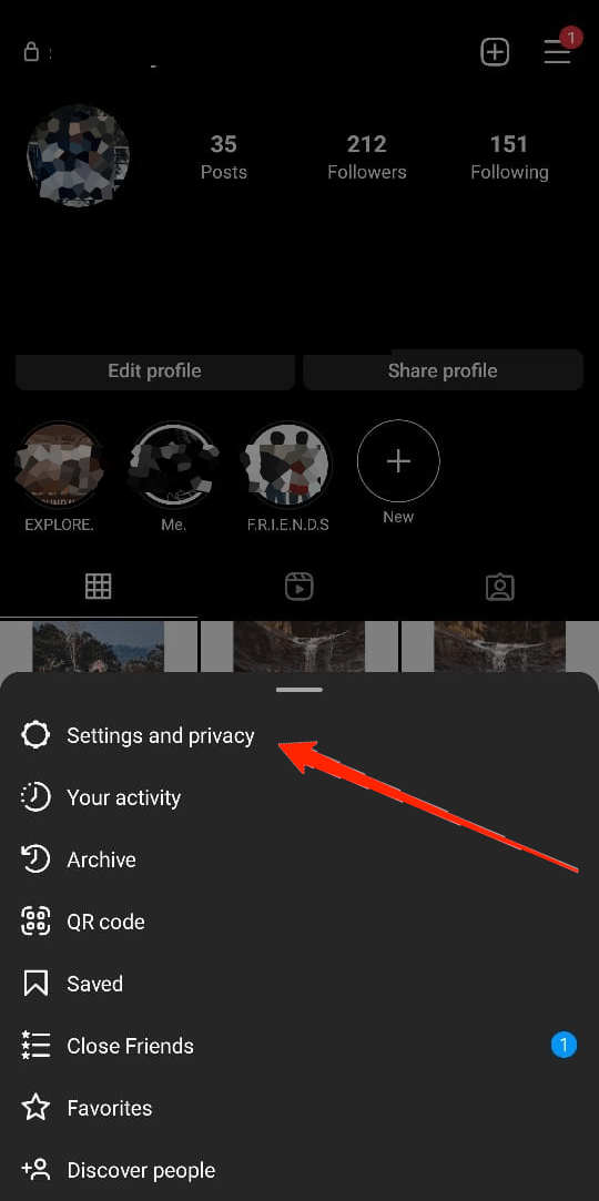 tap on the menu icon and select 'Settings and Privacy.'