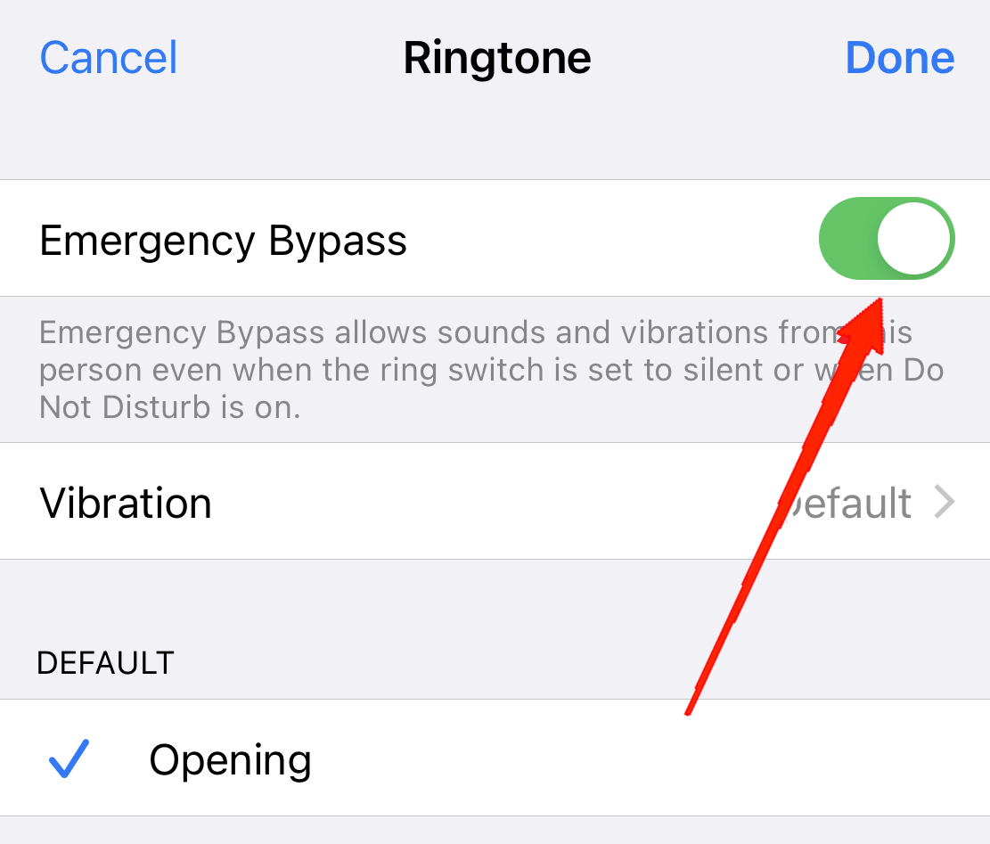 tap on the slider beside the Emergency Bypass