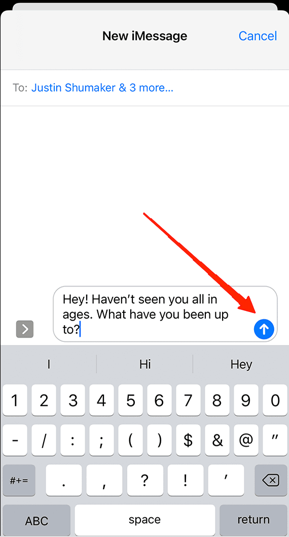 tap on the text field and type your message