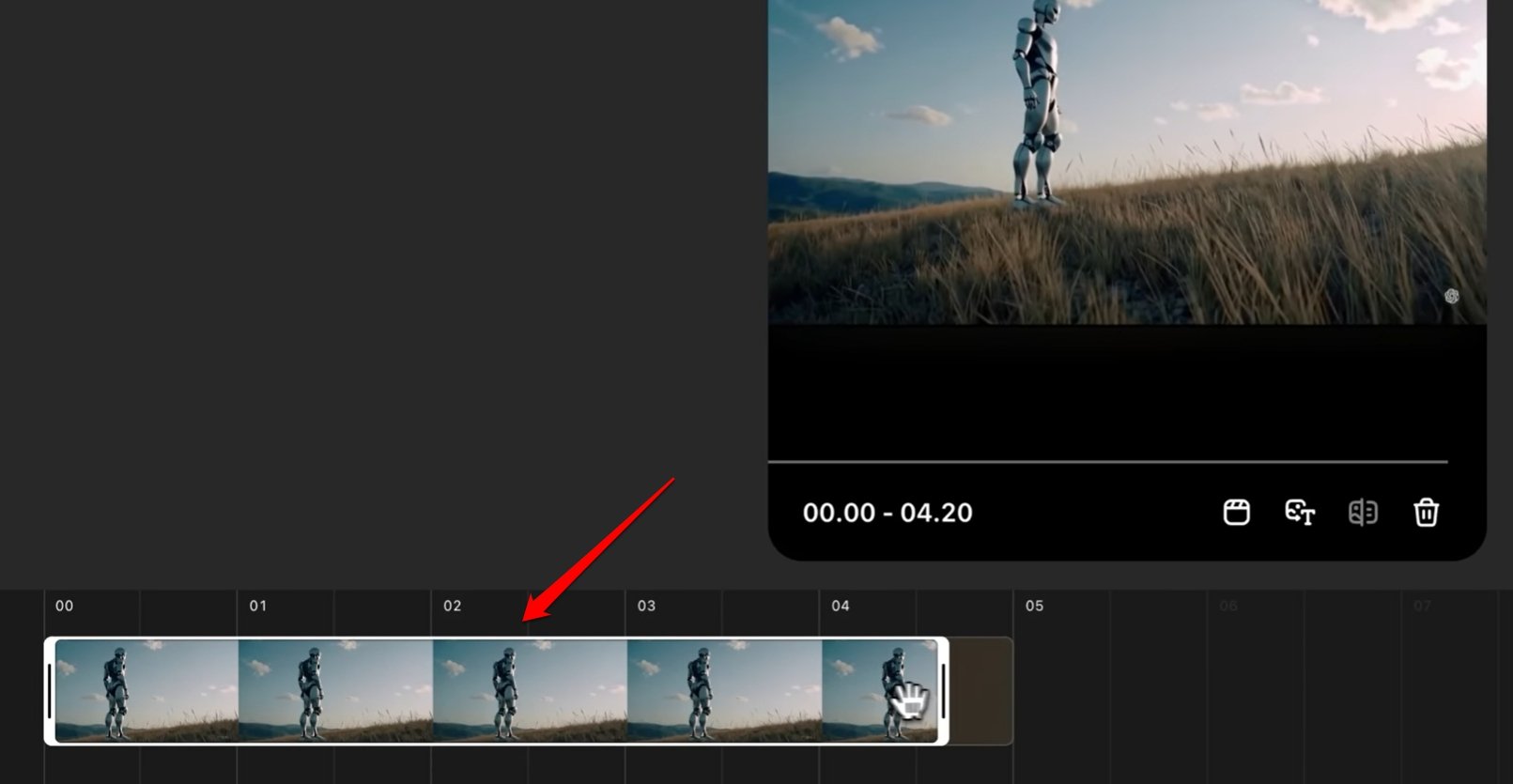 trim the part of video to create recut