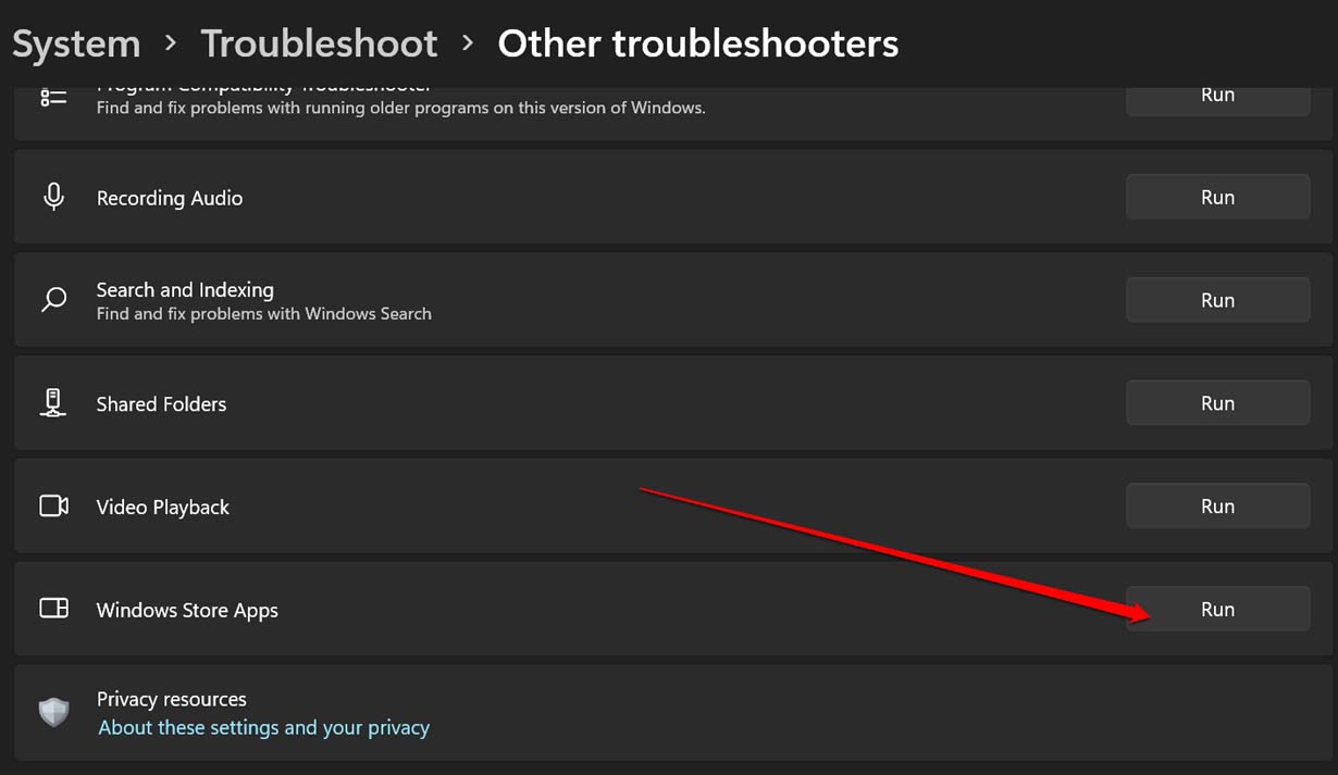 troubleshoot Windows store