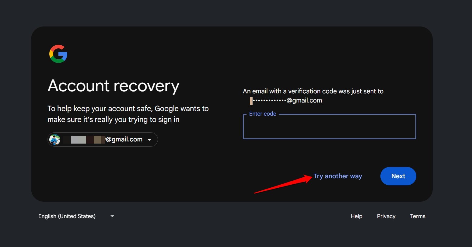 try another way Gmail account recovery