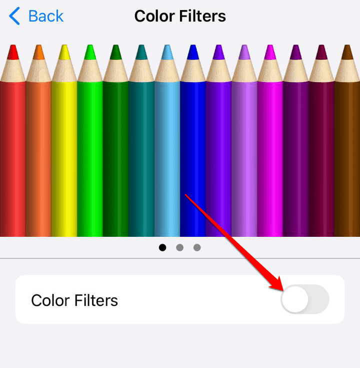 Toggle off Color Filters.