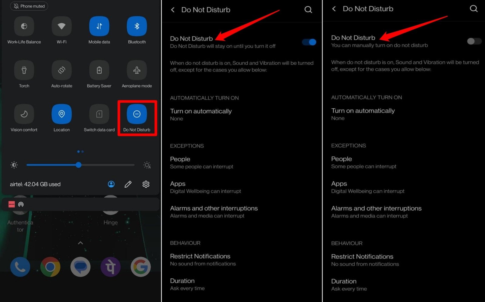 turn off DND on Android phone