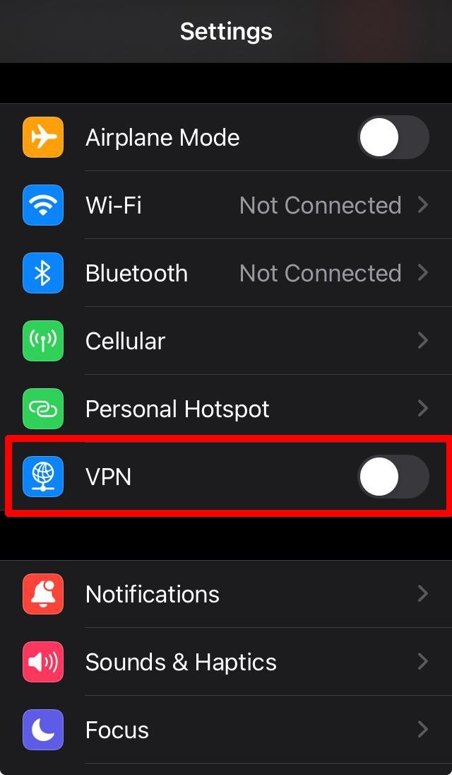 turn off VPN in iOS 17