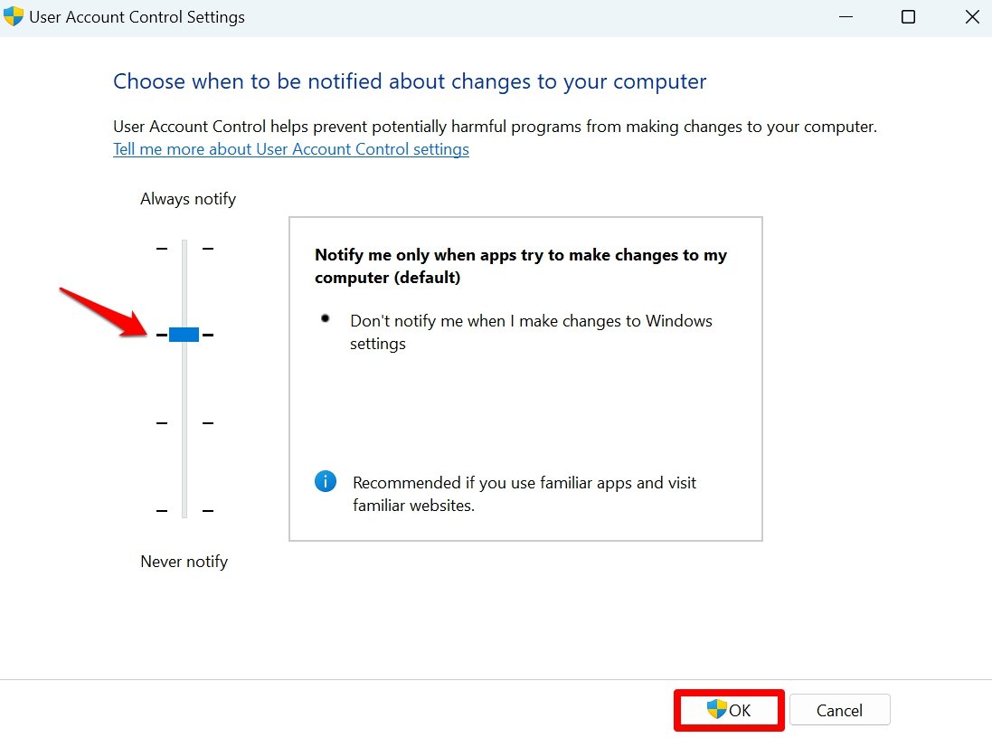 turn off and enable user account control Windows 11