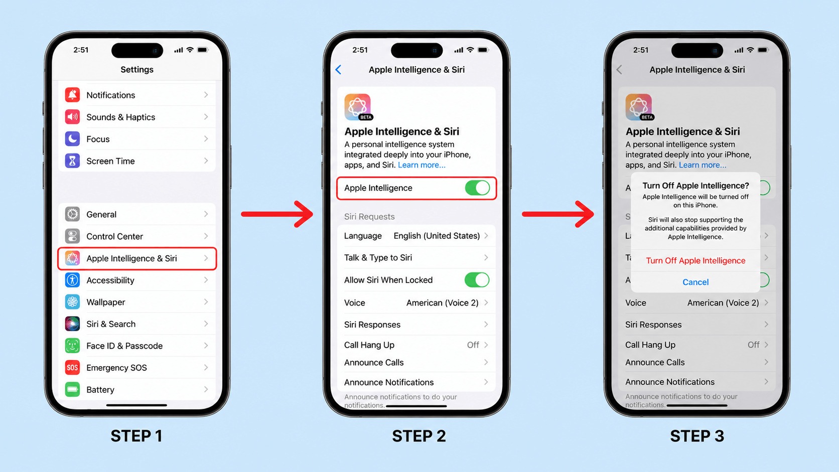 turn off apple intelligence iOS