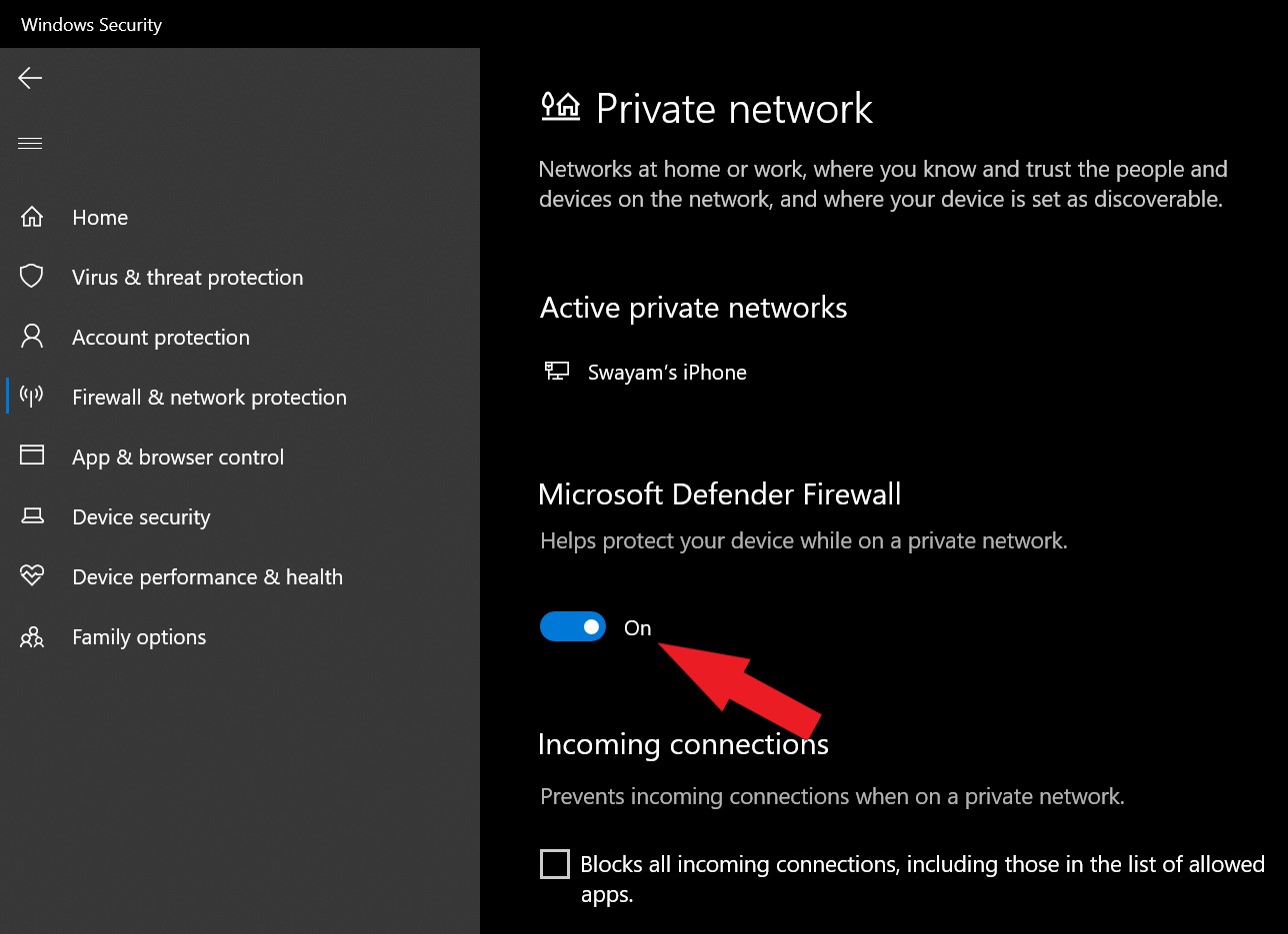 turn off microsoft defender firewall