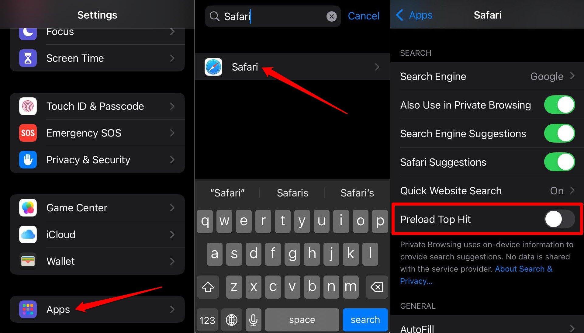 turn off preload top hit on Safari browser iOS