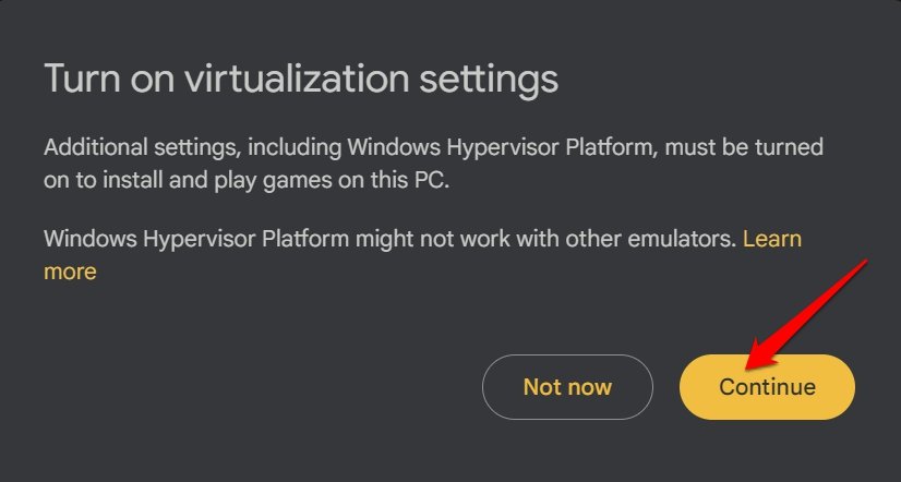 turn on windows virtualization settings 