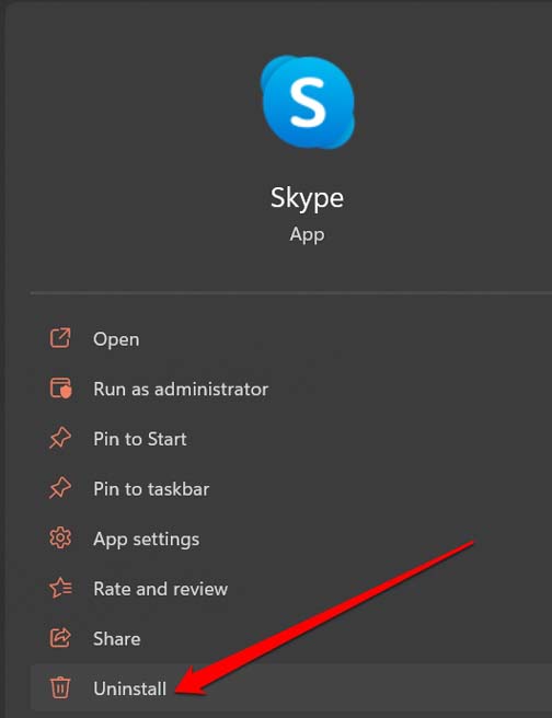 uninstall Skype