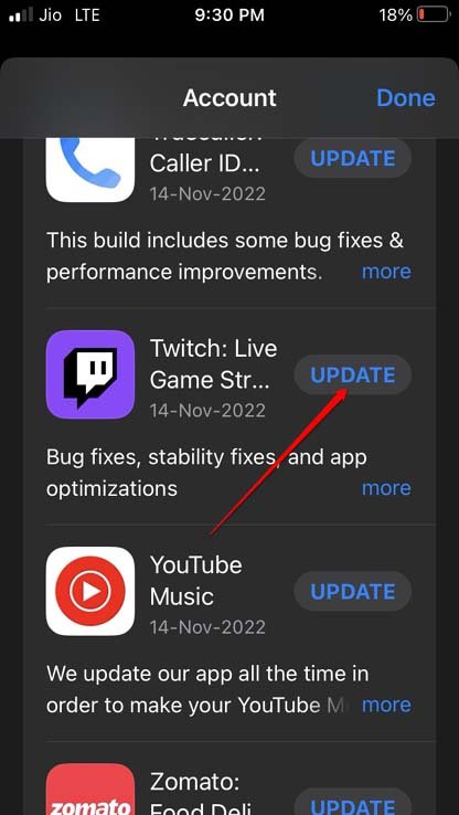 update Twitch iOS