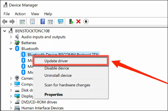 how to update bluetooth drivers windows 10