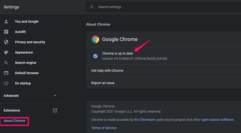 update google Chrome browser