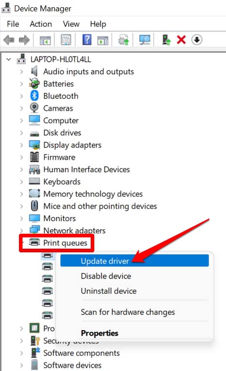 update printer driver