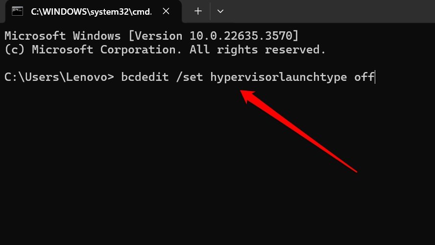 use bdcedit command to turn off Hyper V