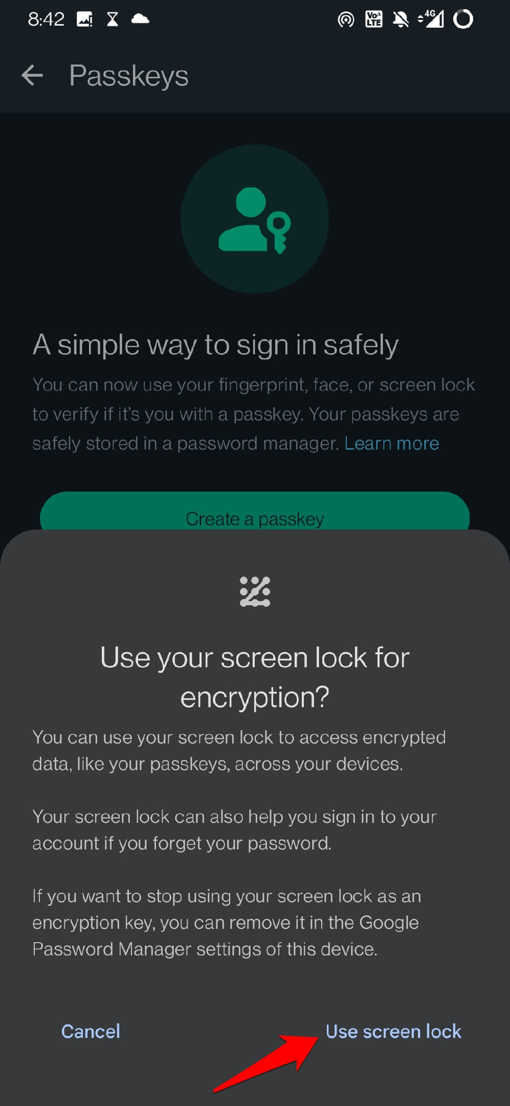 use screen lock for WhatsApp encryption