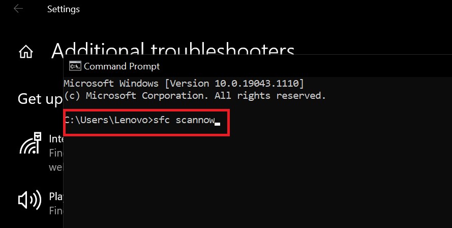 use sfc scannow to fix windows 10 error 0x80240016