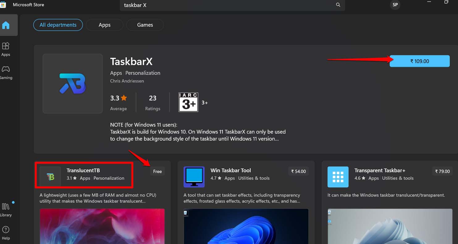 use third party apps to make the taskbar transparent