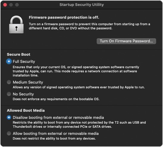 use Startup Security Utility to raise it to full security