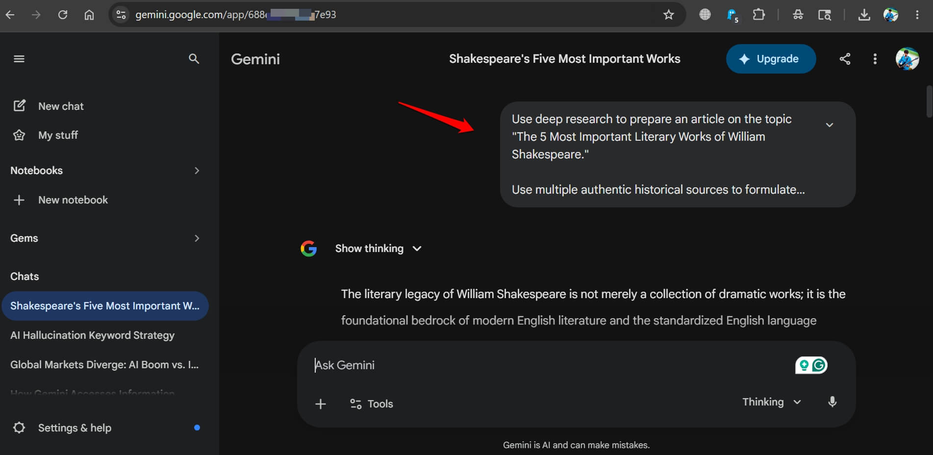 using Gemini AI for literary research