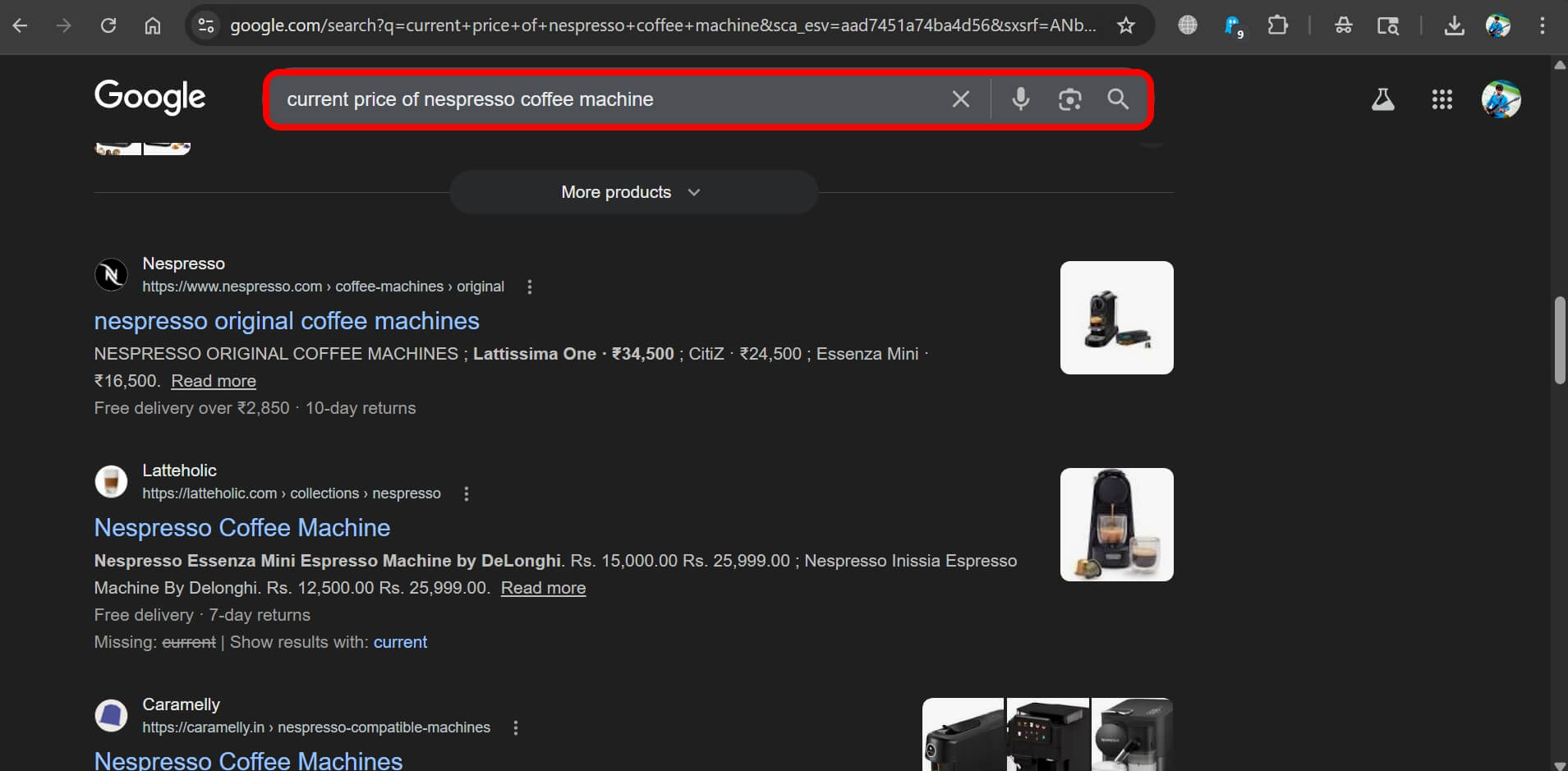 using Google search on web
