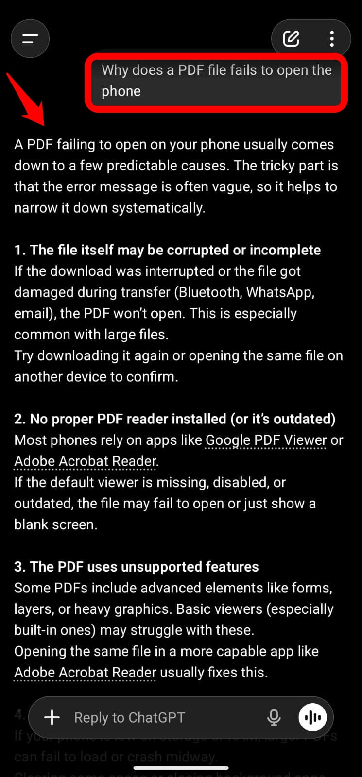 using chatgpt on phone solve problems 