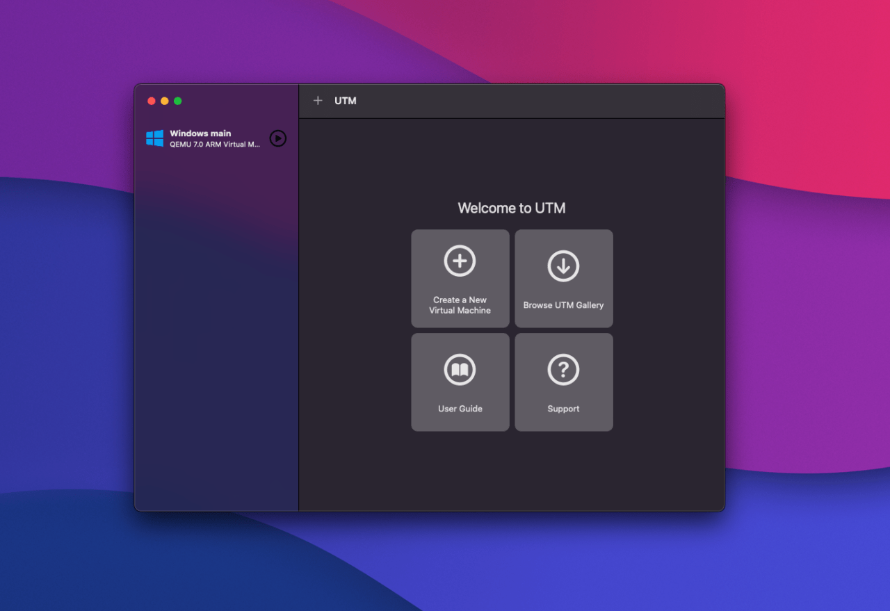 UTM app to run Windows games on Mac