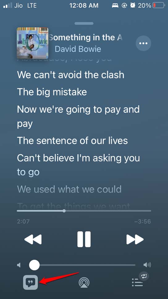 view Apple Music lyrics