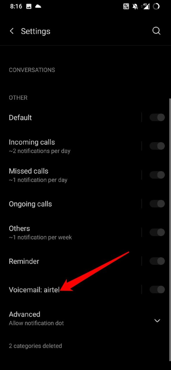 voicemail notification settings