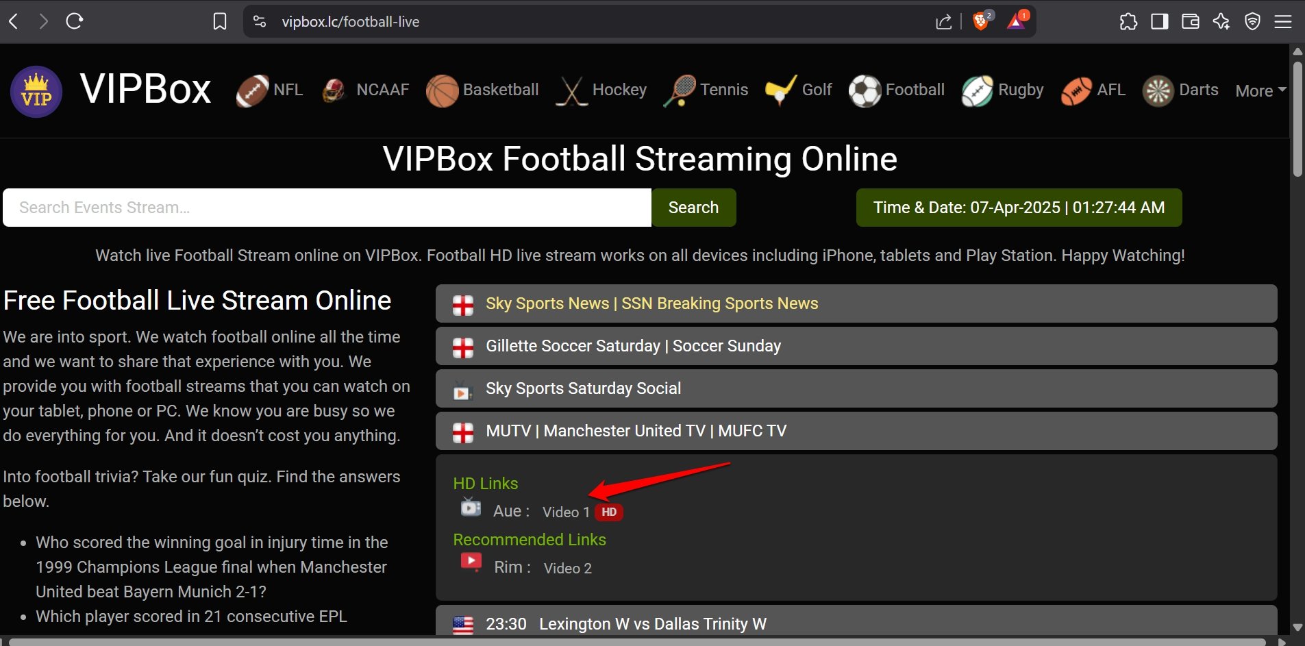 watch soccer on VIPBox