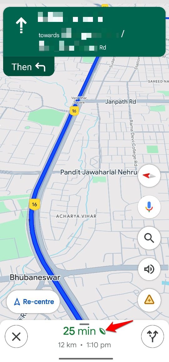 what is the green leaf icon in Google Maps