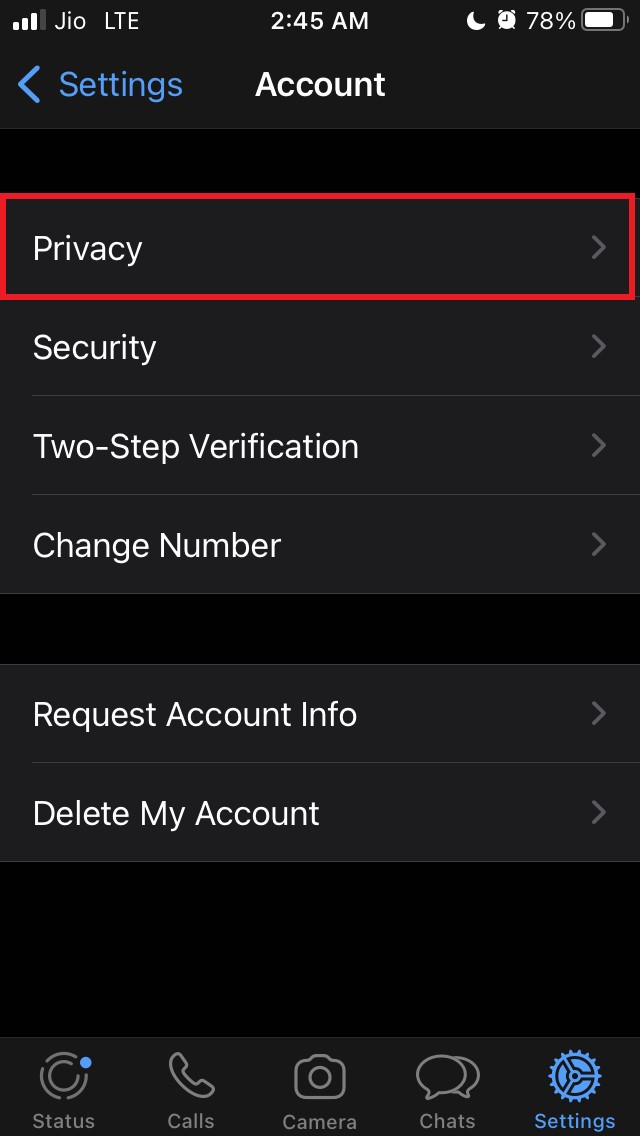 whatsapp account privacy