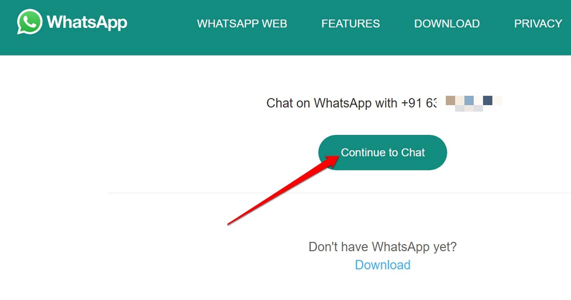 whatsapp message without saving contact