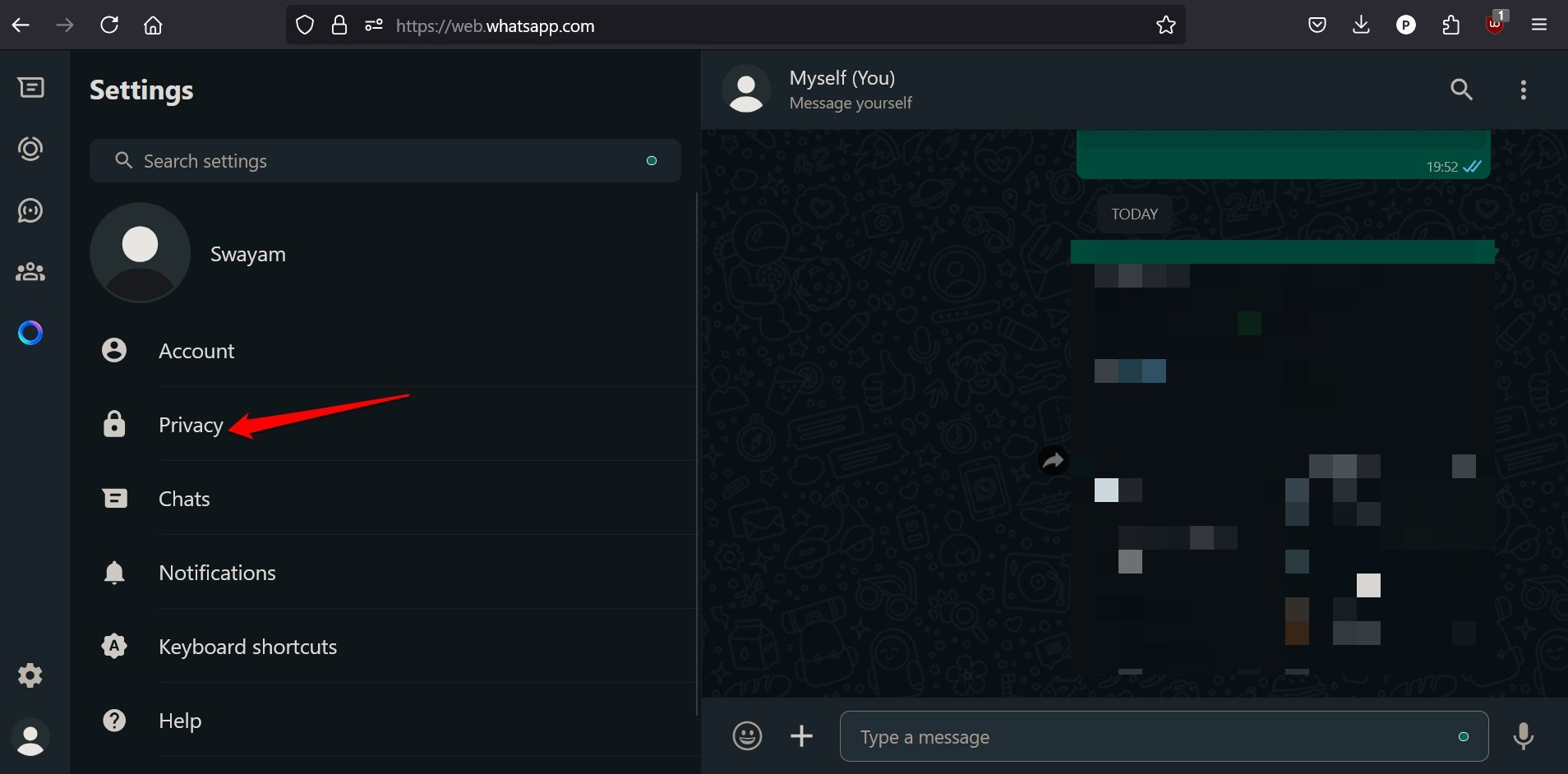whatsapp web privacy settings