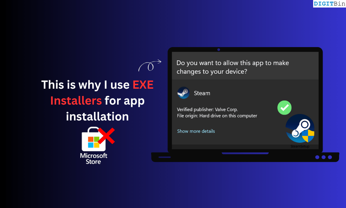 why I use exe installers to install apps on Windows 11