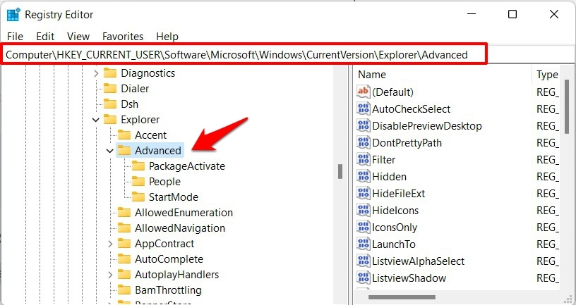 windows 11 advanced folder registry editor