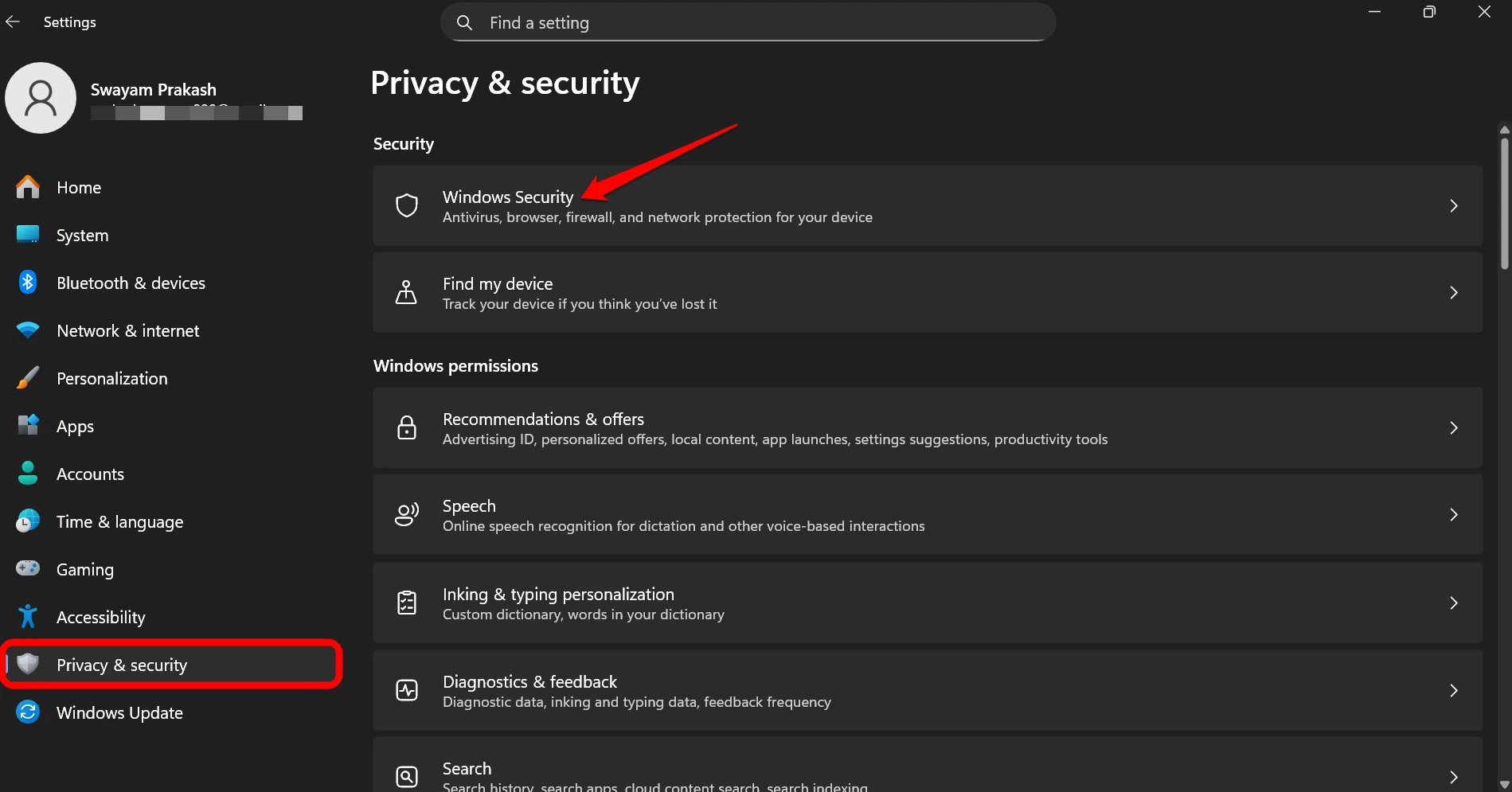 windows 11 security settings