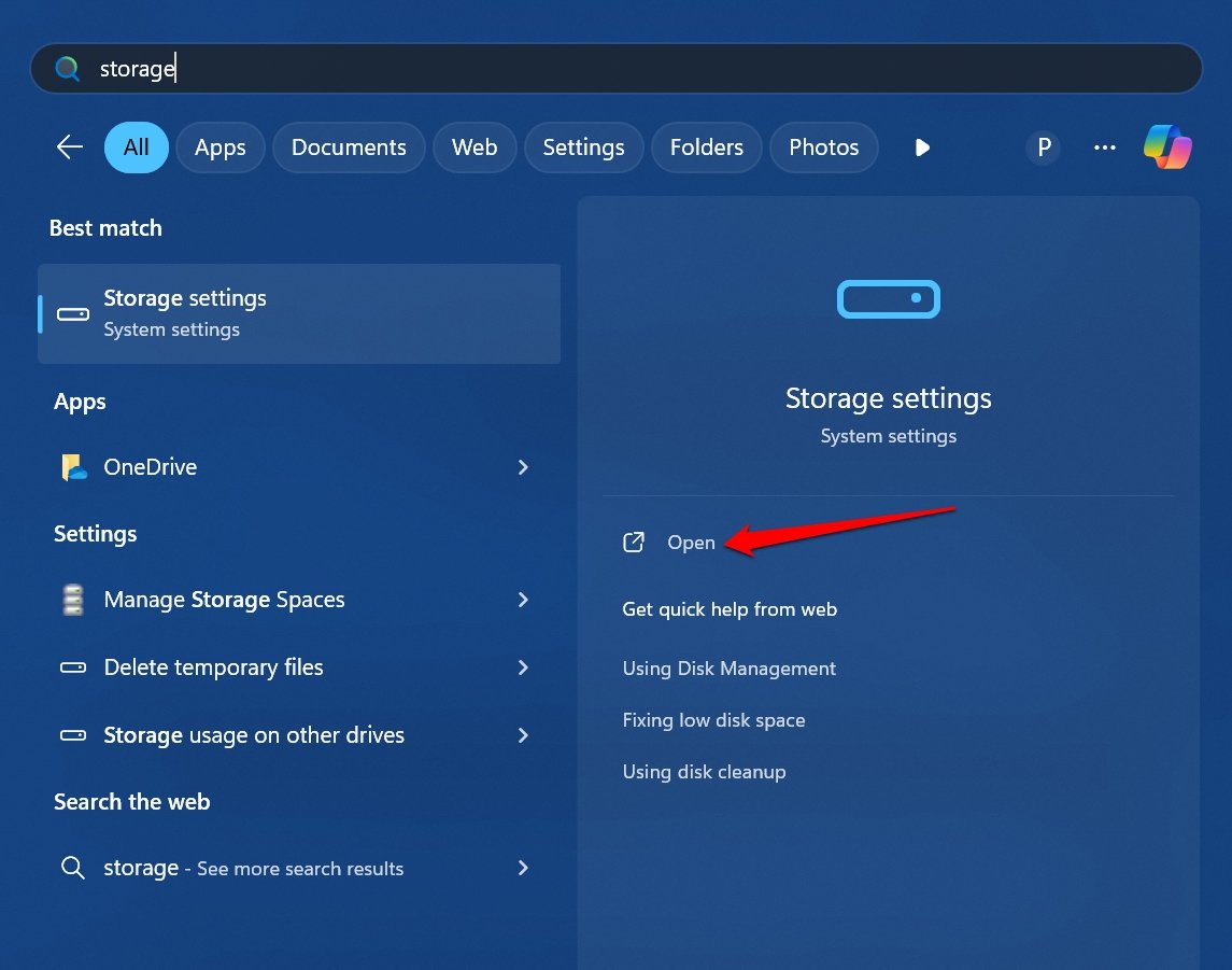 windows 11 storage settings